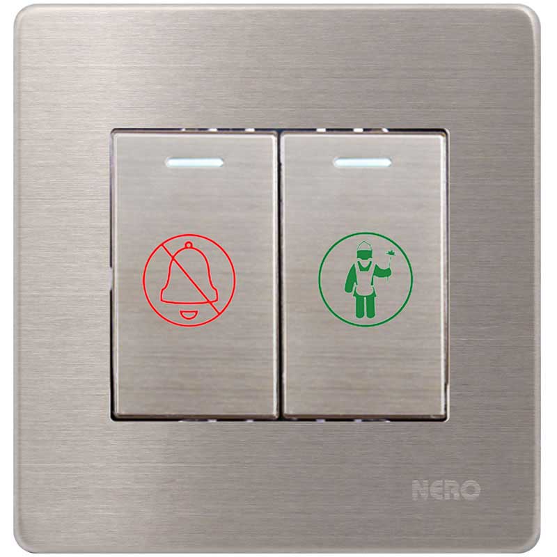 STAINLESS V81622 (DM) - Saklar 2 Gang 2 Way Switch with Fluorescent Locator NERO