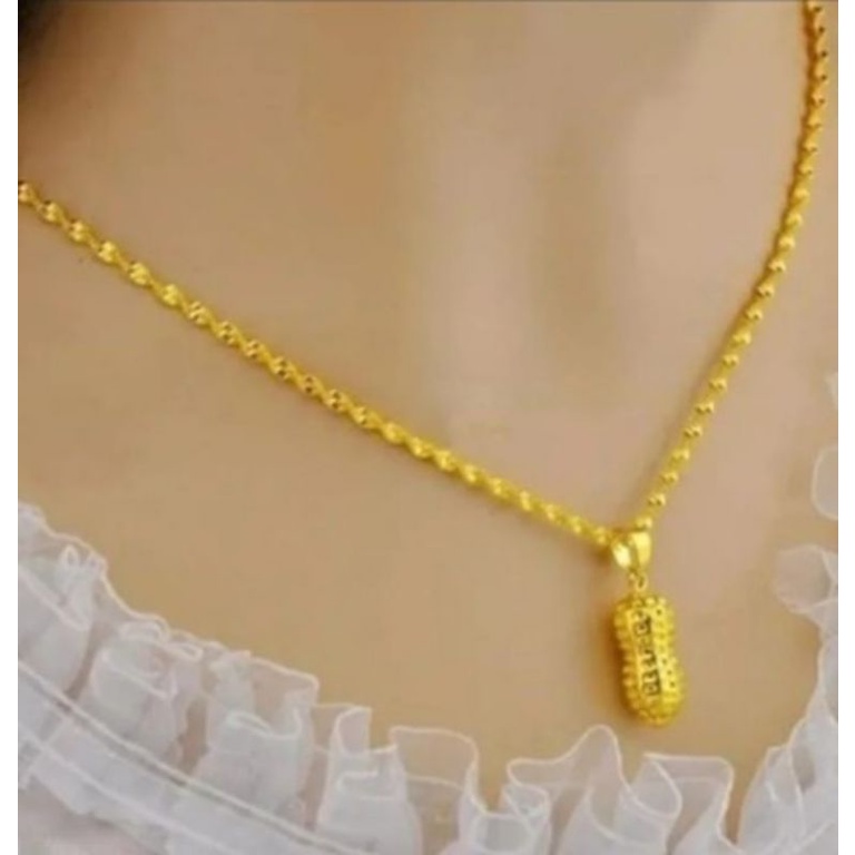 (cod) kalung itali motif terbaru geratis liontin kacang masa promo