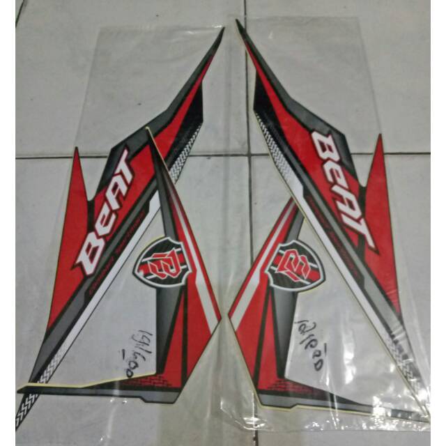 Striping sticker standar ori beat fi 2019 body hitam merah