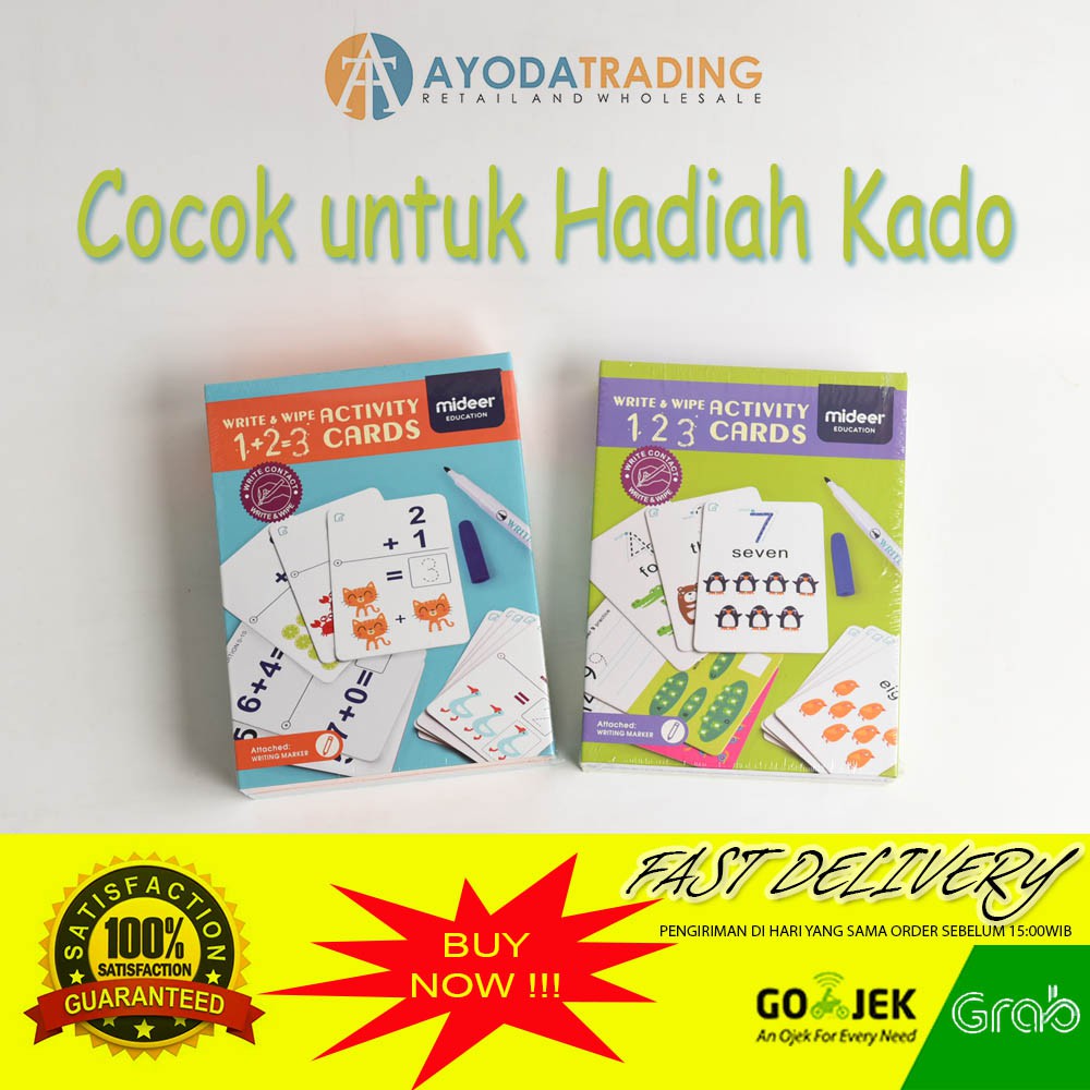 Mideer Write and Wipe Activity Cards Educational Toys Hadiah Kado