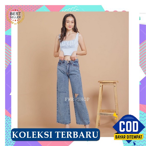 Celana Kulot Wanita Terbaru Kekinian 2022 / Celana Kulot Rawis Jeans Wanita Terbaru Model Sekarang /
