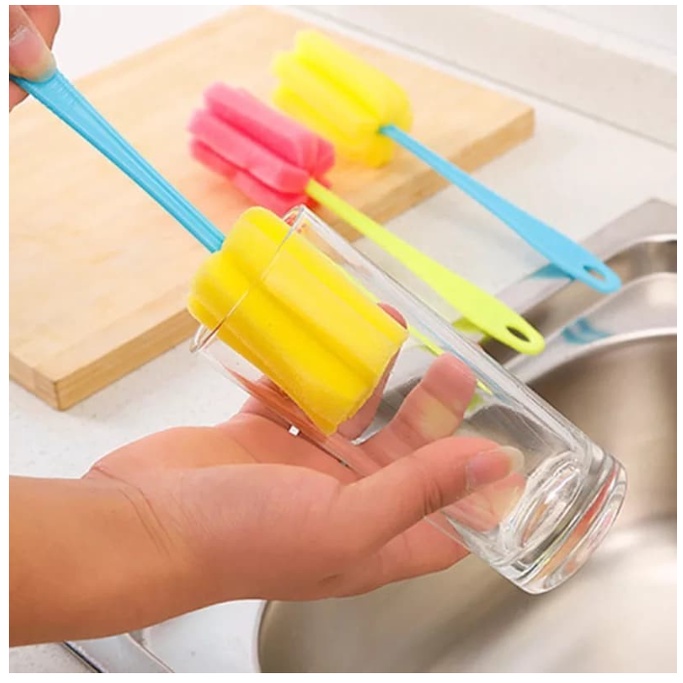 Spons Tongkat Pembersih Botol Minum / Sikat Busa Pembersih Dot Susu Bayi / Cleaner Sponge Stick Sikat Spon Pencuci Gelas Serbaguna