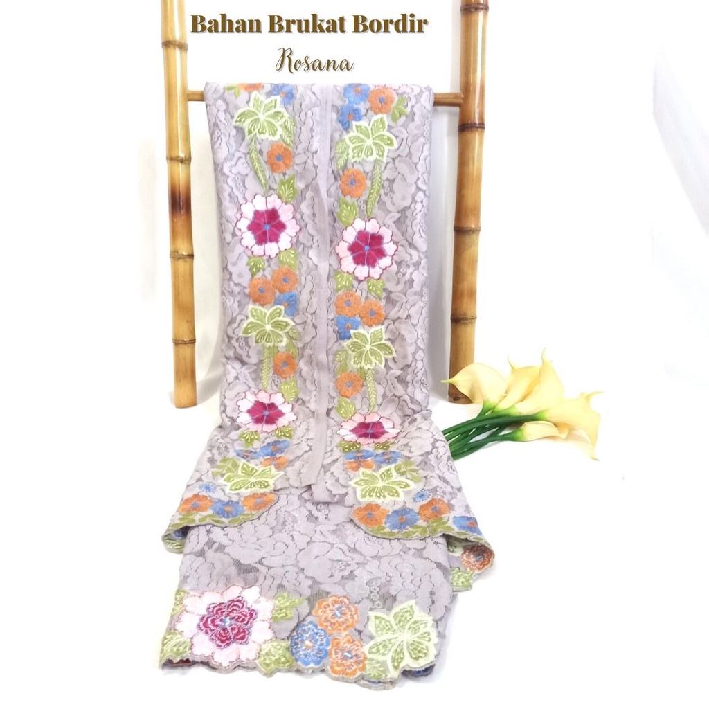 Pusat Bordir Tasikmalaya - Handmade Bahan Kebaya Brukat Panjang Bordir Rosana