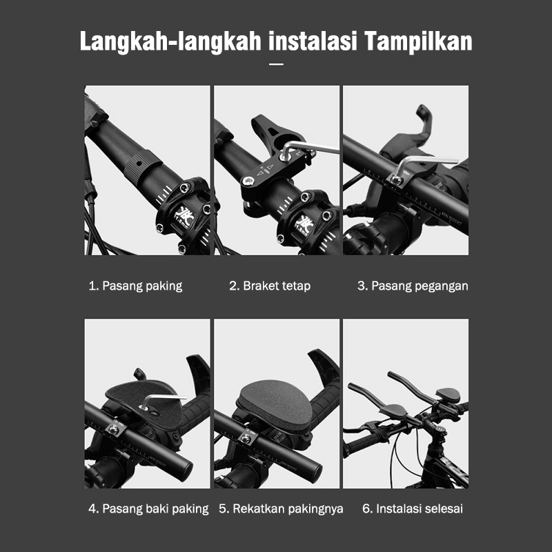 Mi.more Setang Istirahat Sepeda Gunung, Handlebar Relaxing MTB Arm Rest TT Handlebar Sepeda Stang Tipe Terpisah