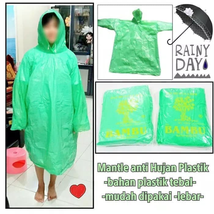 JAS HUJAN PONCHO PLASTIK BAMBU