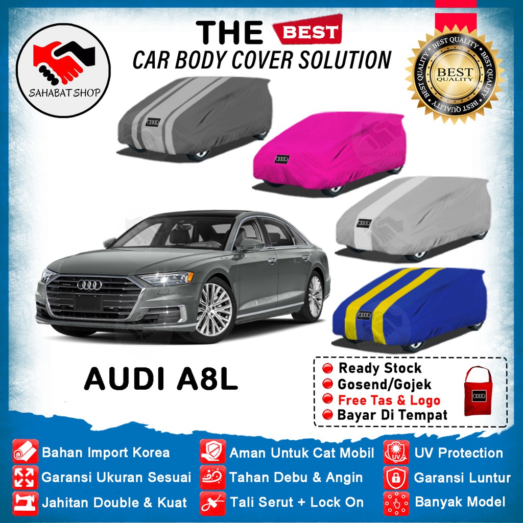 Sahabat Body Cover Mobil Audi A8L / Sarung Penutup Sedan Audi A8L Outdoor 2018 2019 2020 2021 2022 / Tutup Mantel Selimut Mantol Jas Pelindung Kerudung Kerodong Kelambu Terpal Tutupan Bungkus Mobil Anti Air Waterproof Model Biru