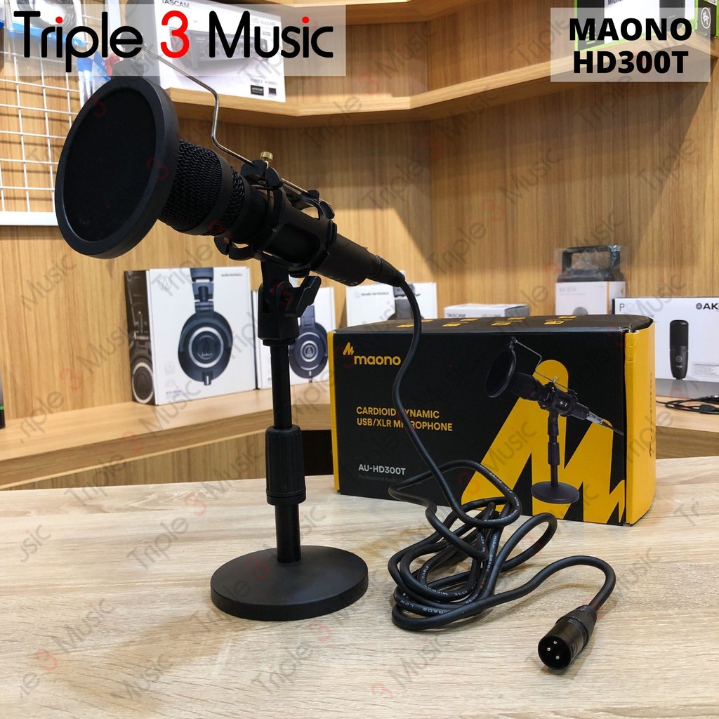 Maono AU HD300T USB dan XLR Combo Mic dynamic