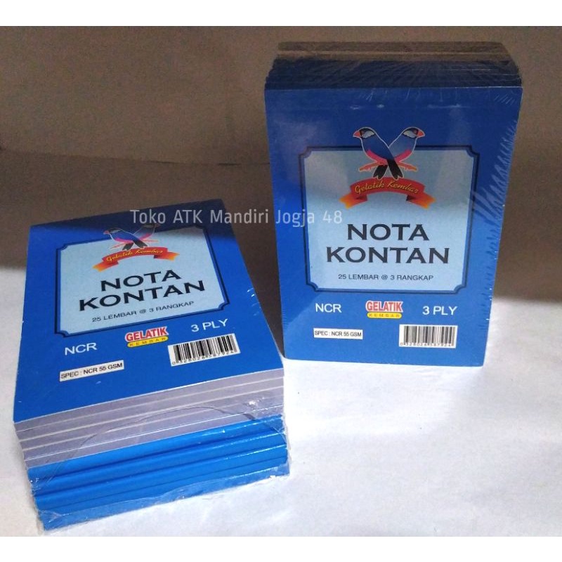 

[ K3 . 1 PACK ] Gelatik Kembar®️ Buku Nota Kontan NCR : size Kecil , Biru 3 ply