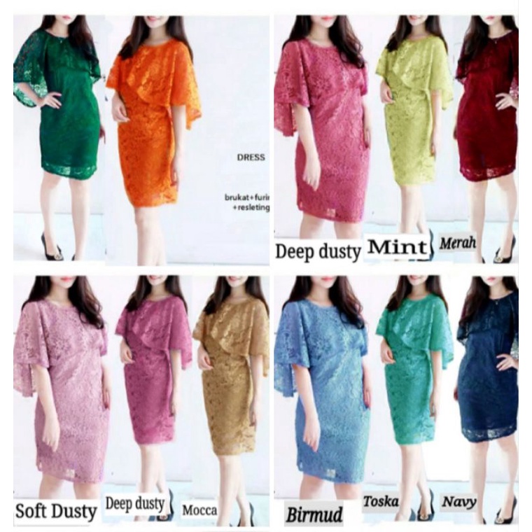 dress brukat wanita remaja XXL/gaun pesta jumbo/baju kondangan big size/mini dress/baju kantor kerja