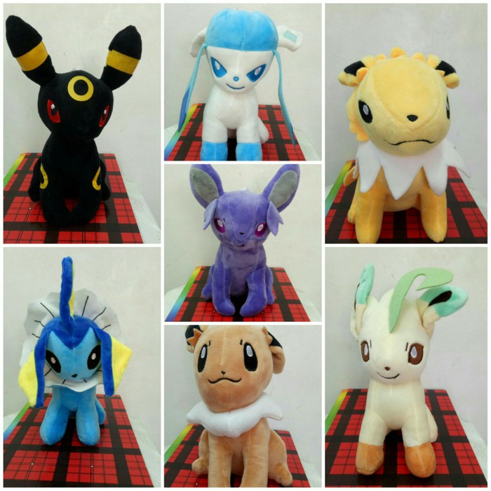 Promo Boneka pokemon eevee, leafeon, jolteon, espeon, umbreon, Diskon