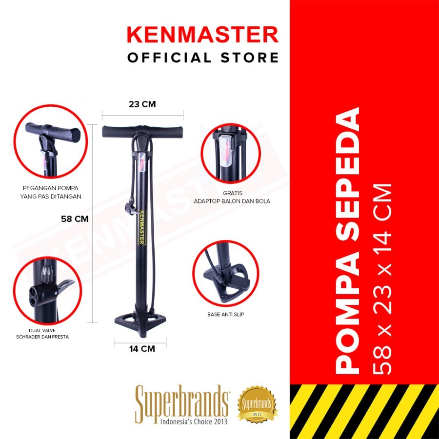 HITAM KENMASTER POMPA SEPEDA MOTOR Galon Besi Serbaguna Tanpa Meter Stainless