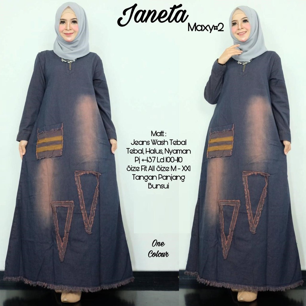 SHOFIYA MAXI/ JANETA MAXY ARINKA DRESS MUSLIM GAMIS JEANS GBM