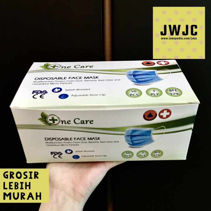 KESEHATAN PERLENGKAPAN MEDIS MASKER ONE CARE 3 PLY - ISI 50 PCS PROMO-ORIGINAL-KEREN-MURAH-SALE