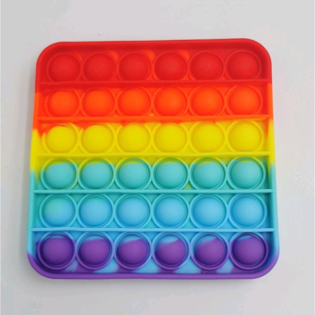 fidget push Pop Squishy Bubble Pop It Silikon Fidget Toy Pelangi Penghilang Stress MAINAN ANAK COD-PERSEGI