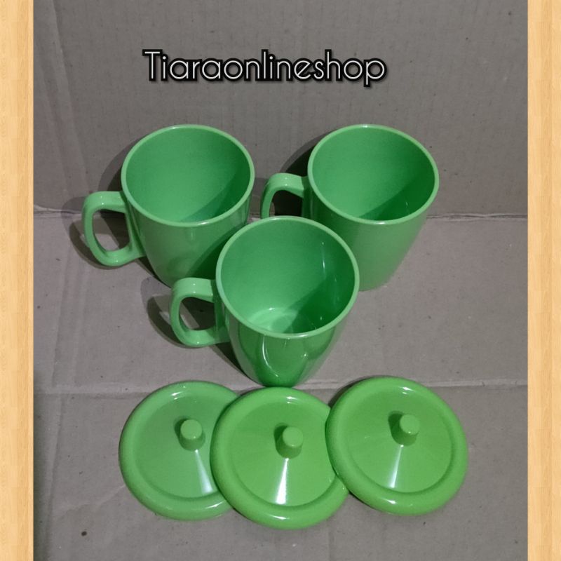 Gelas mug melamin tutup (diameter 8cm)/gelas melamin tahan panas/dingin goodgrade