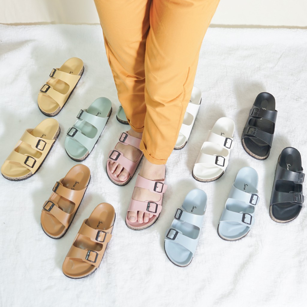 Sarasara JINNY Sandal Birken Sandal Slide Casual Fashion Wanita Kekinian Trendy Terbaru-8
