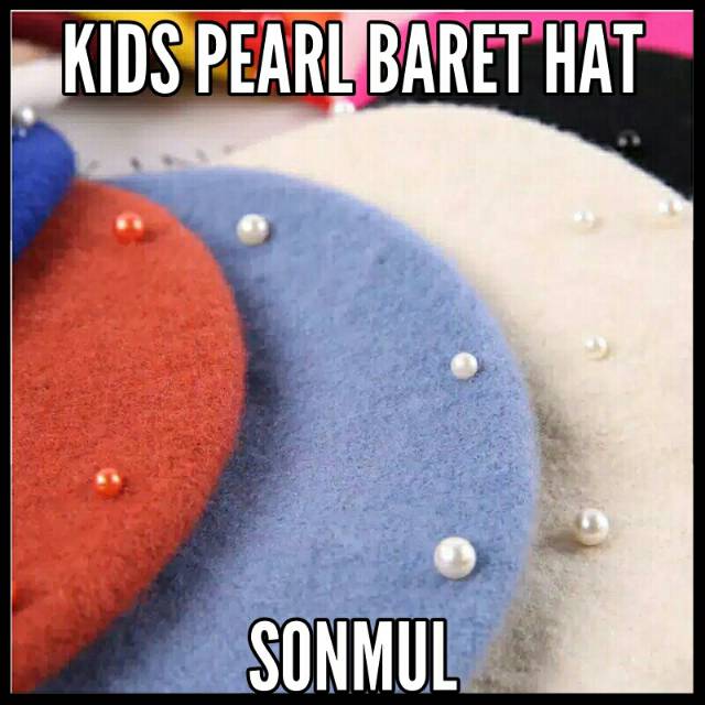 WINTER AUTUMN KIDS PEARL BARET HAT TOPI BERET ANAK MUTIARA MUSIM DINGIN