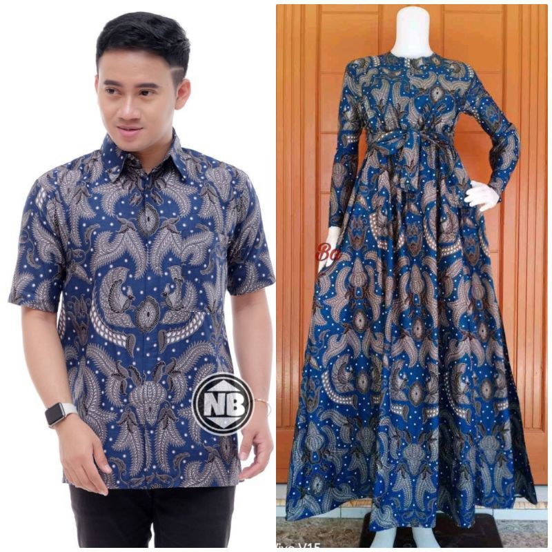 Batik Couple Jumbo_Maora Sania Ruffle Batik Couple Ori Ndoro Jowi DNT Garansi Termurah-Cp mutiara B jumbo