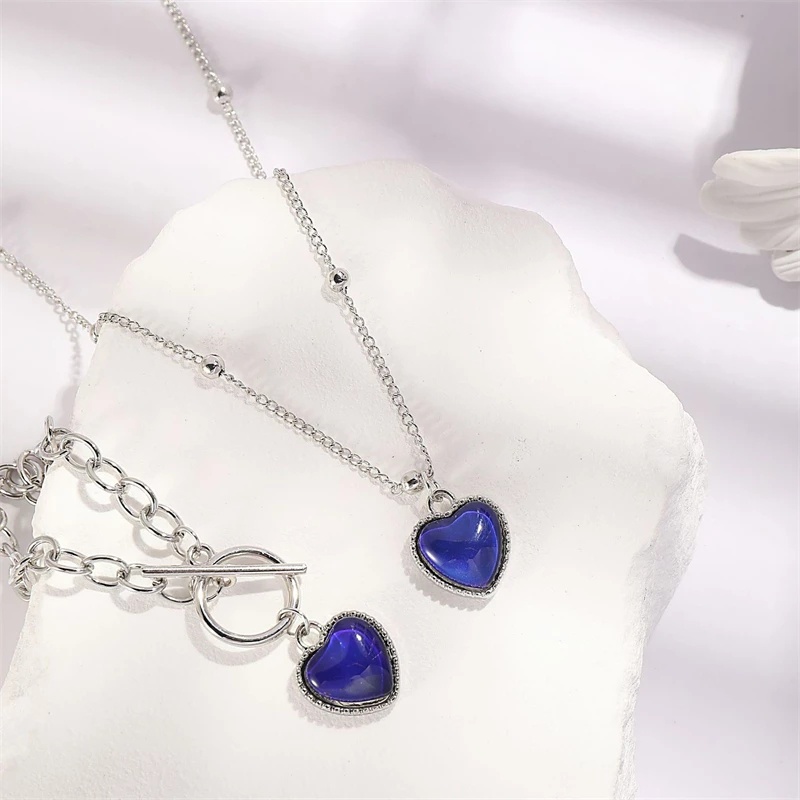 Kalung Rantai Liontin Hati Gaya Vintage Korea Untuk Wanita