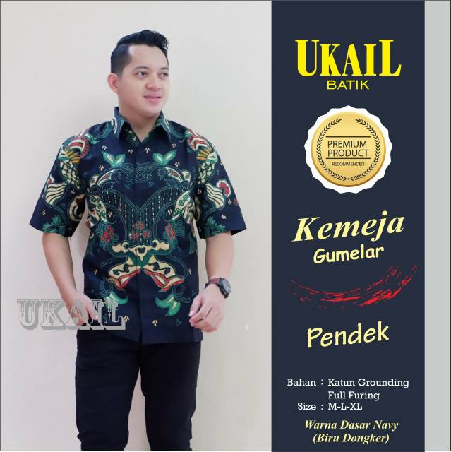 Kemeja Batik Warna Navy Lengan Panjang / Hem Batik Warna Navy Batik GUMELAR