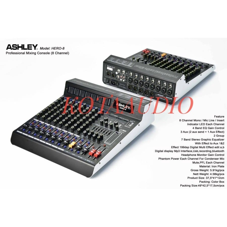 MIXER AUDIO ASHLEY HERO 8 / HERO8 ORIGINAL 8 CHANNEL.