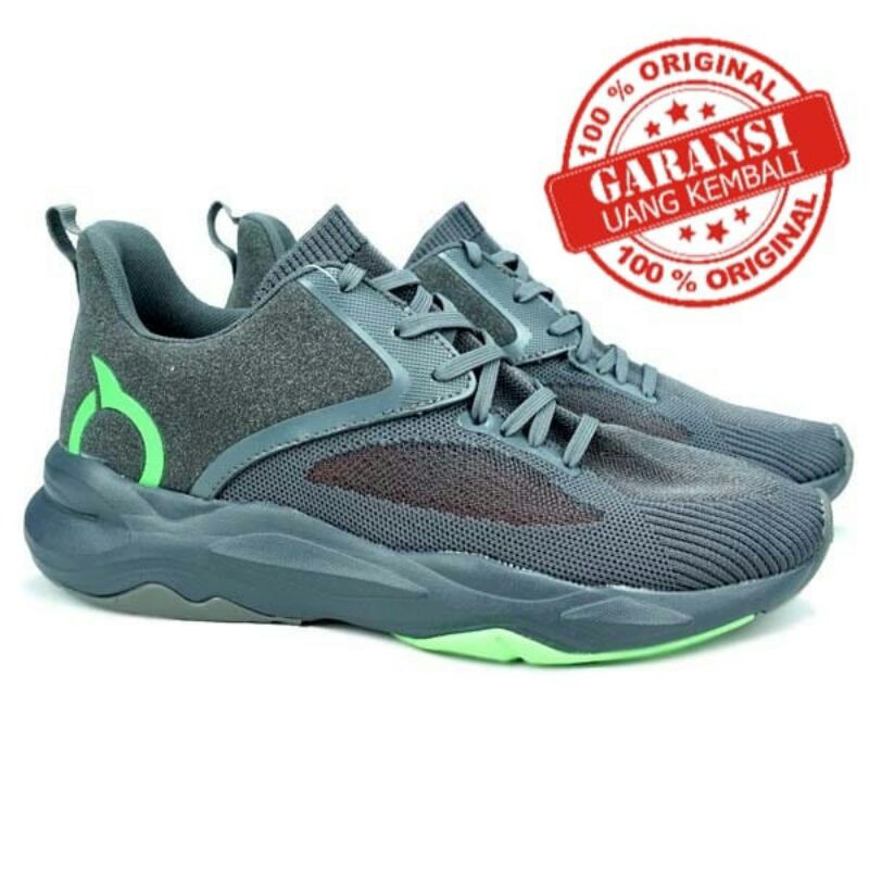 SEPATU RUNNING ORTUSEIGHT GENZO LIGHT GREY/LAWN GREEN