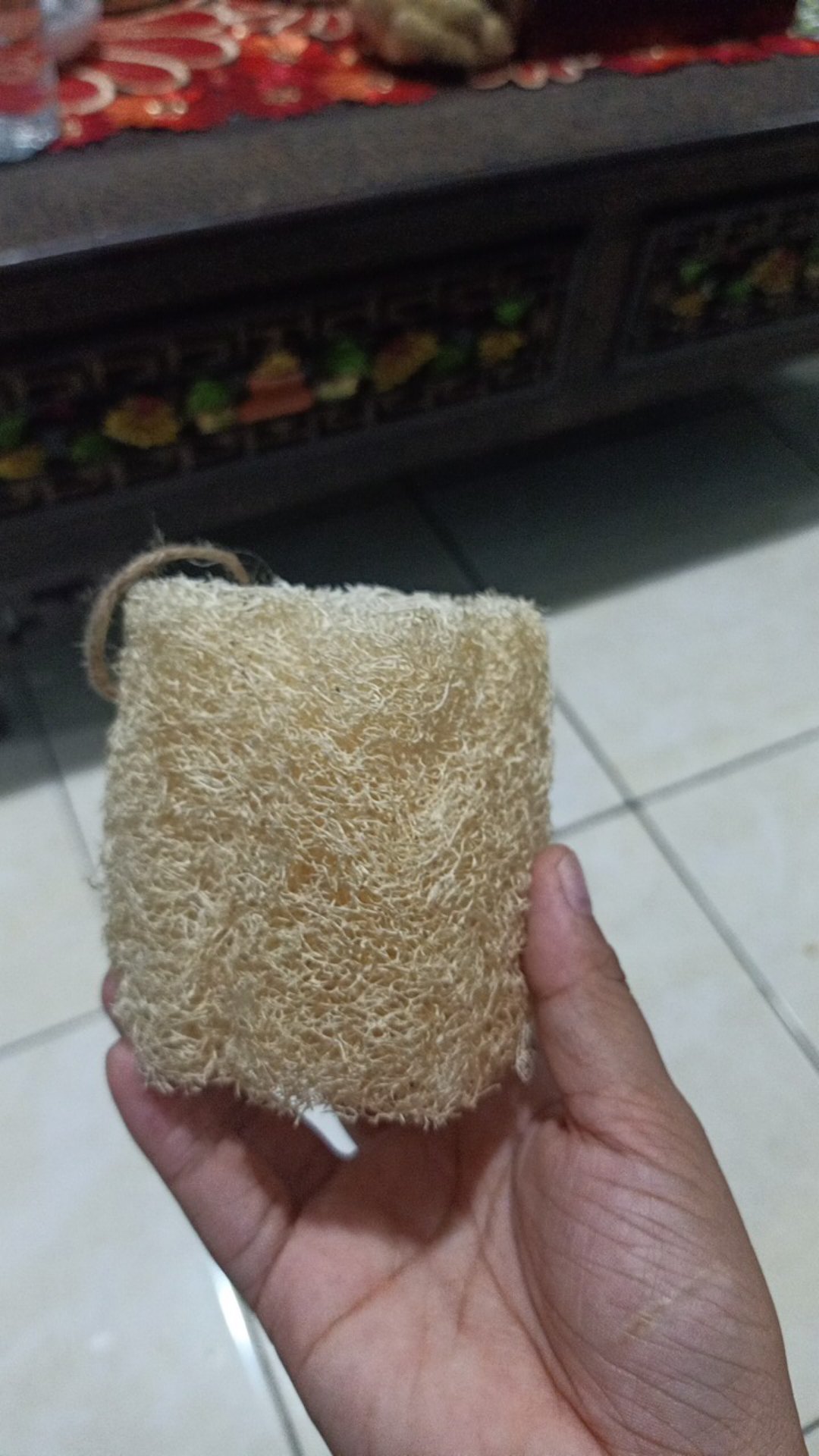 Loofah Puff Mandi Alami Premium Quality + Tali Medium Size