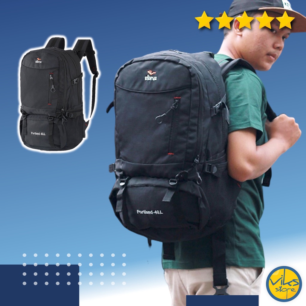 Tas Gunung Hiking Backpack Adventure Murah 40L Liter Semi Carrier Tas Semi Keril Murah Original Elbrus Portland