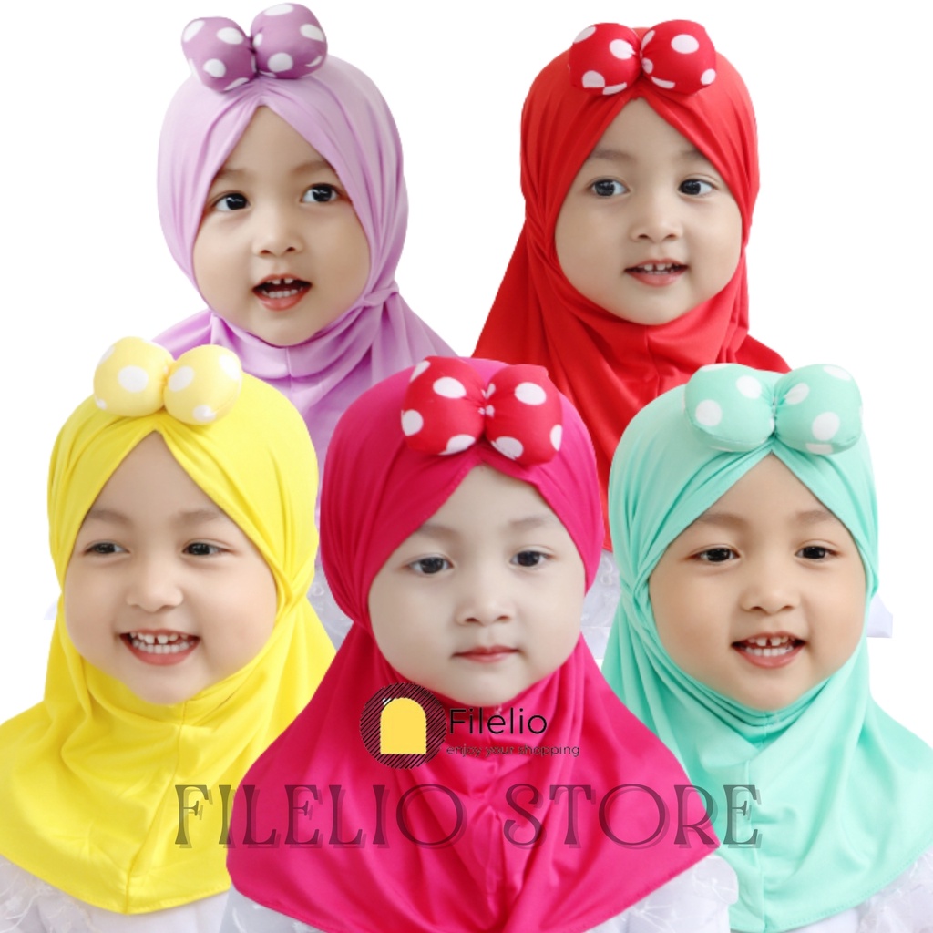 TERMURAH Hijab Anak Lucu Murah Minie Polkadot Kerudung Anak Perempuan Umur 0-3 Tahun Jilbab Jersey