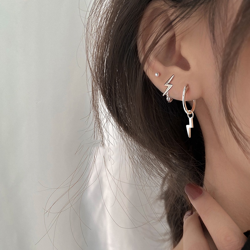 Roselife 1 Pasang Anting Tusuk Gantung Sterling Silver 925 Desain Hati + Bintang Gaya Korea Untuk Wanita