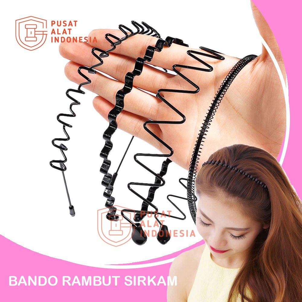 BANDO WANITA GELOMBANG ZIG ZAG BAHAN BESI HITAM SIRKAM SISIR RAMBUT PEREMPUAN SR28