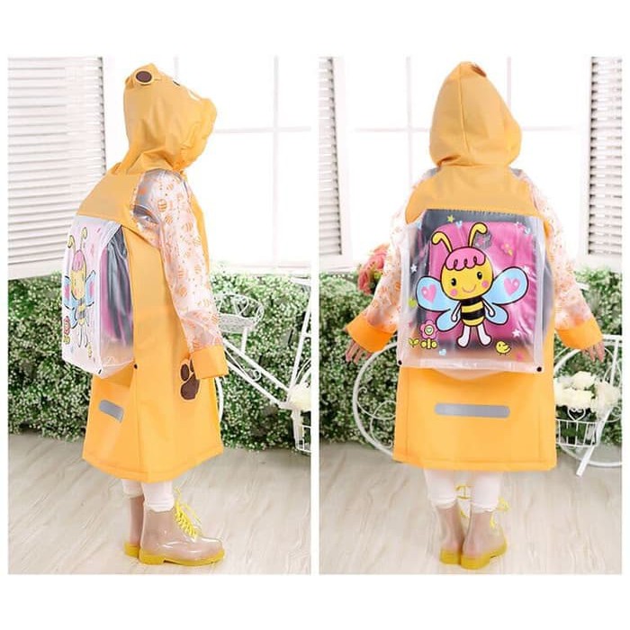 Jas Hujan Anak motif YELLOW BEE KUMBANG Dengan ruang ransel