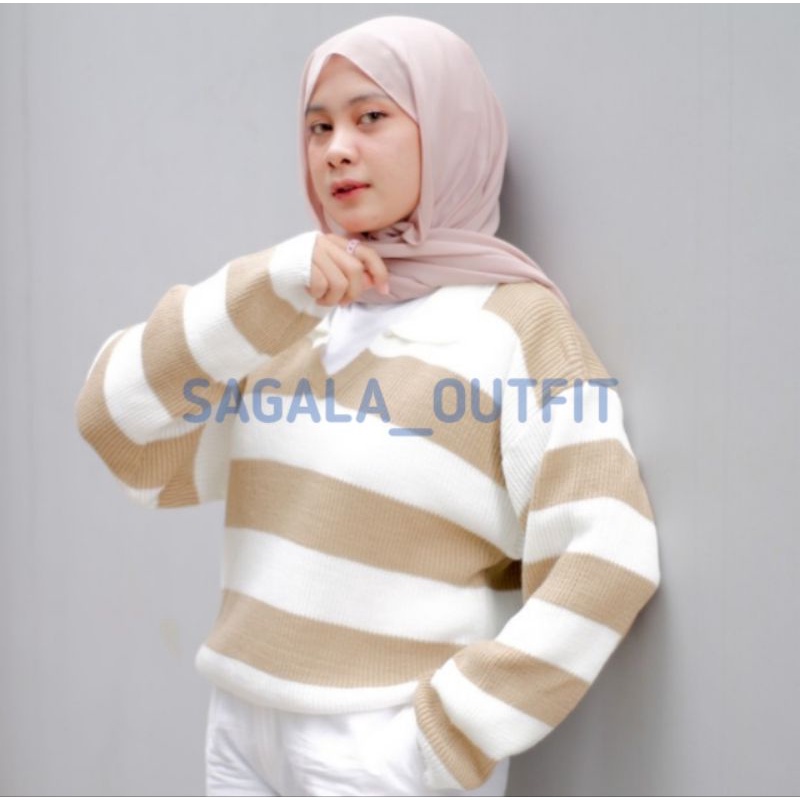 Sweater Rajut Fuji Crop Top Korea Blaster
