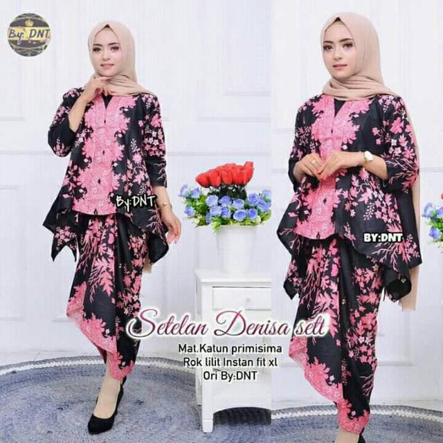 BATIK KEBAYA-BATIK KONDANGAN STELAN DENISA SETT ROK LILIT INSTAN SIMPEL DIPAKAI TERSEDIA UKURAN S,M,