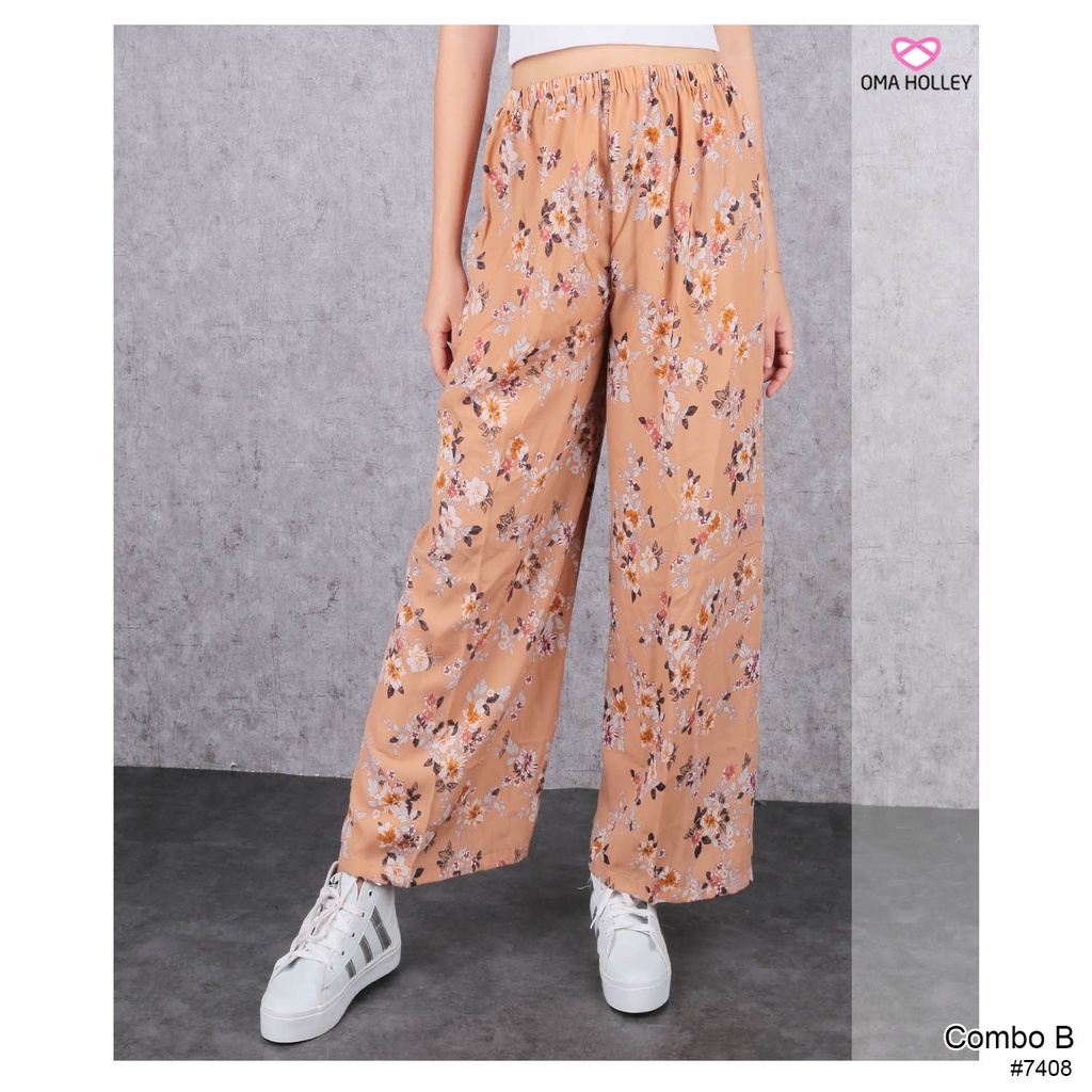 (COD) OH Fashion Janice Long Kulot Pants Printing Harga Spesial #7340 / #7408