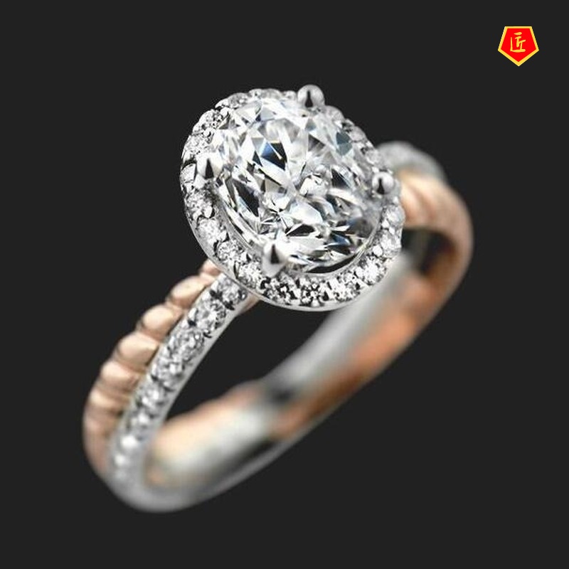 [Ready Stock]Fashion Personality Color Separation Diamond Ring