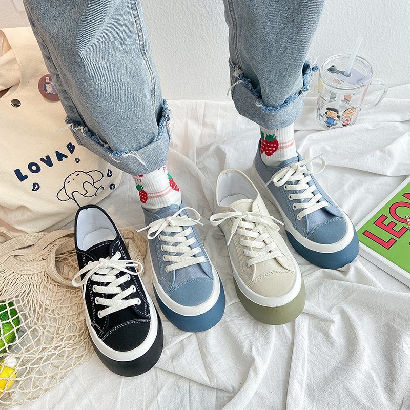 SHOEGALLERY LV0151 &quot;FREE BOX&quot; Sneakers Sepatu Wanita Bahan Kanvas Import