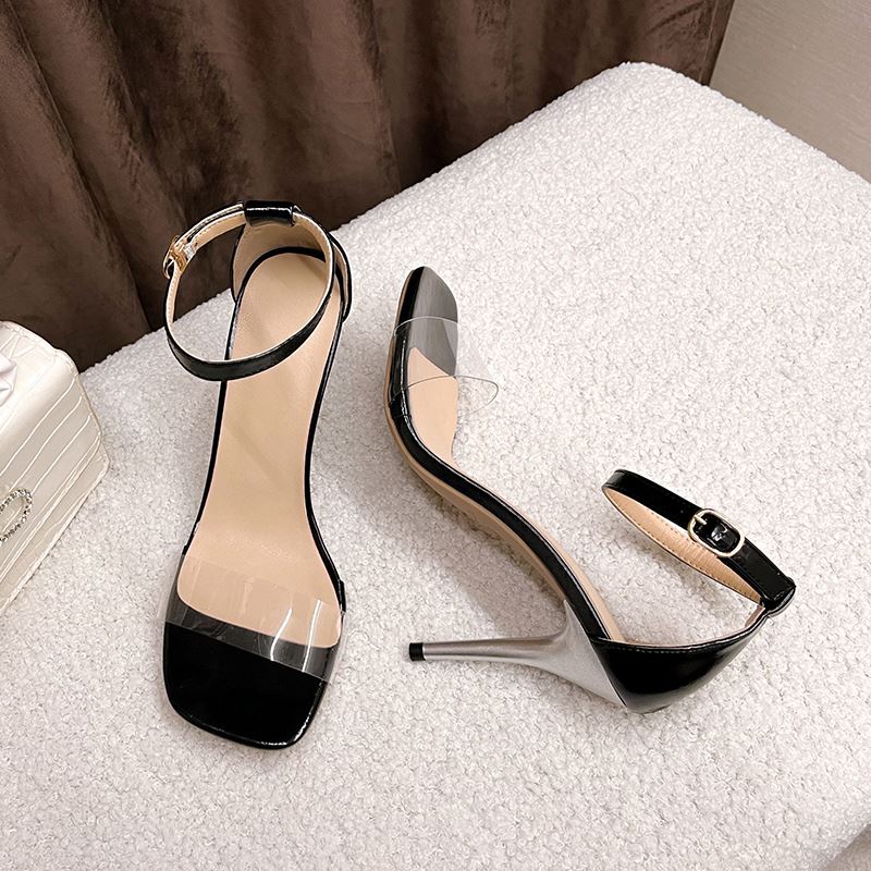 BJS7200 - BLACK/KHAKI - Sepatu Heels Pesta Wanita Elegan Import 9CM SEPATU PESTA WANITA TRANSPARAN HIGH HEELS SEPATU HAK FASHION IMPORT TERMURAH TERLARIS TERBARU BAGSTORE JAKARTA JSH7200