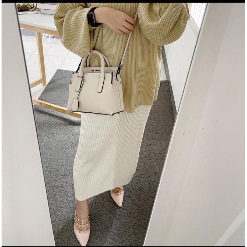 ROK SPAN RAJUT - ROK PREMIUM RAJUT - SPAN ROK - ROK WANITA RAJUT-Rok Broken White