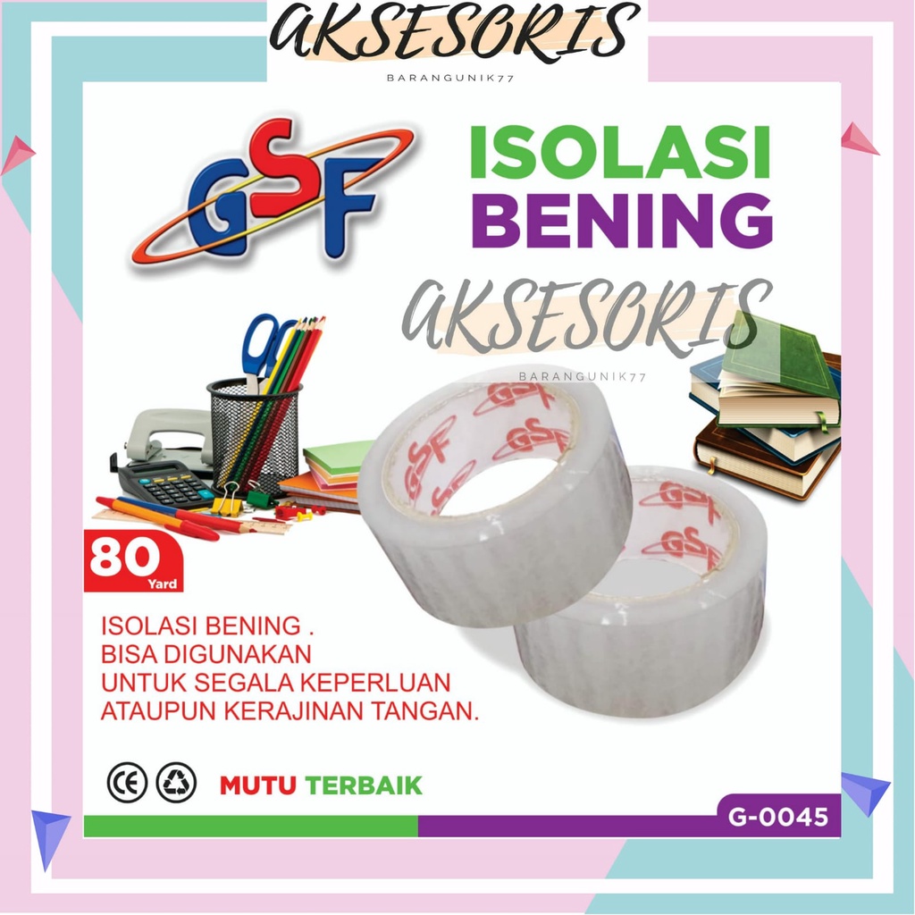 LAKBAN BENING GSF G-0045 / ISOLASI BENING GSF G 0045 / LAKBAN BENING GSF 0045 / LAKBAN BENING 80YARD