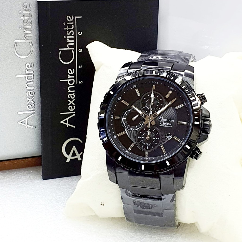 Alexandre christie AC 6141 jam pria original full hitam garansi resmi 1 tahun