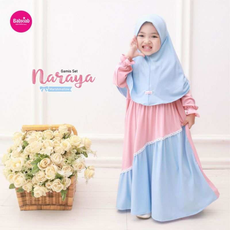 PROMO GAMIS babyjab set naraya/babyjab set hijab/babyjab gamis set hijab