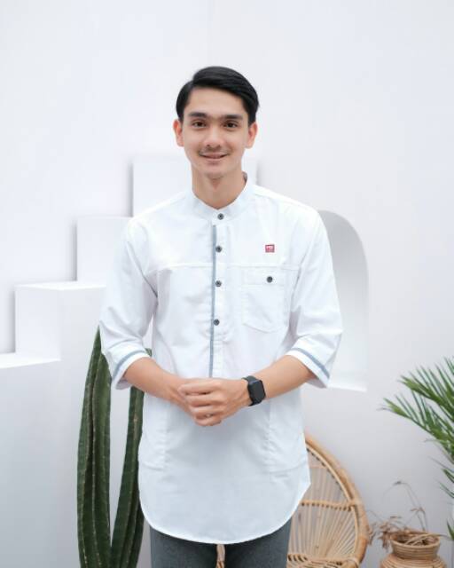 BAJU KOKO KURTA PAKAIAN MUSLIM PRIA BERKUALITAS WARNA DENIM HITAM PUTIH CHOCOMILK UKURAN M L XL