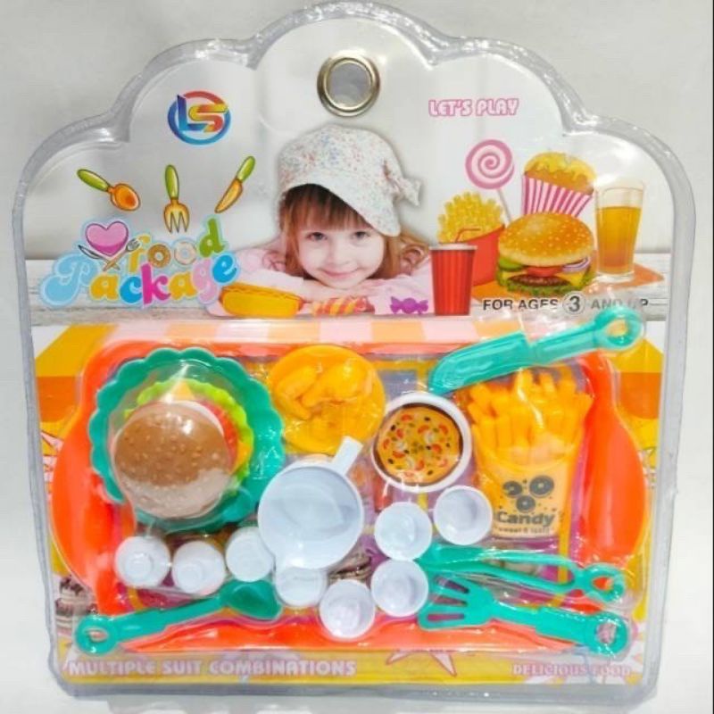 Mainan Mini Nampan Burger Small Tray Fast Food LF46