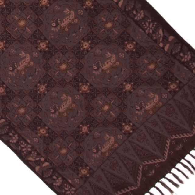 SYAL BATIK PREMIUM MOTIF LASEM - LAWASAN COKLAT ABU ABU GREY WARNA ALAM 721956 CAP 72