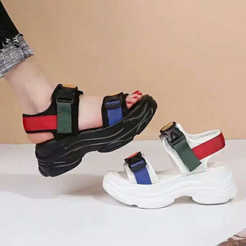 STYLEEKU.ID / SANDAL WANITA IMPORT KOREA / SANDAL KOREA COLOURFULL / SANDAL RAINBOW IMPORT