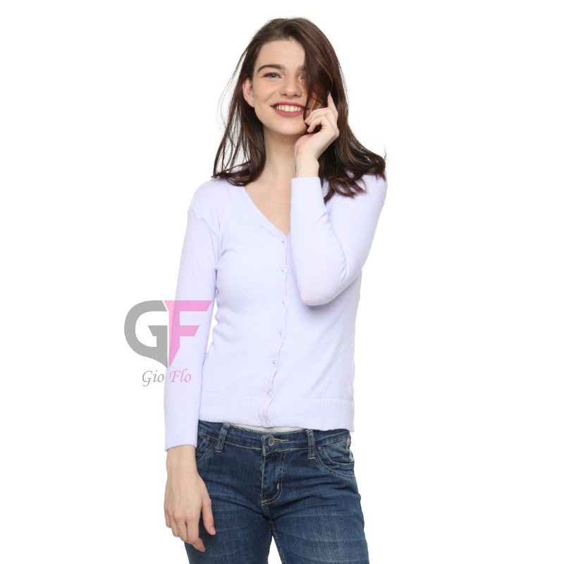 GIOFLO Cardigan Rajut Wanita Lengan Panjang Putih / CARW 16