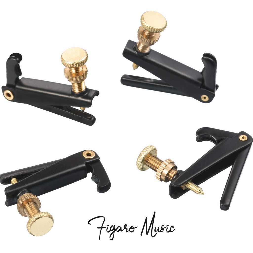 Black + Gold TIMESETL 4Pack Violin Fine Tuners for 4/4-3/4 Violin Metal String Adjuster Nickel Plated Anti Rust 