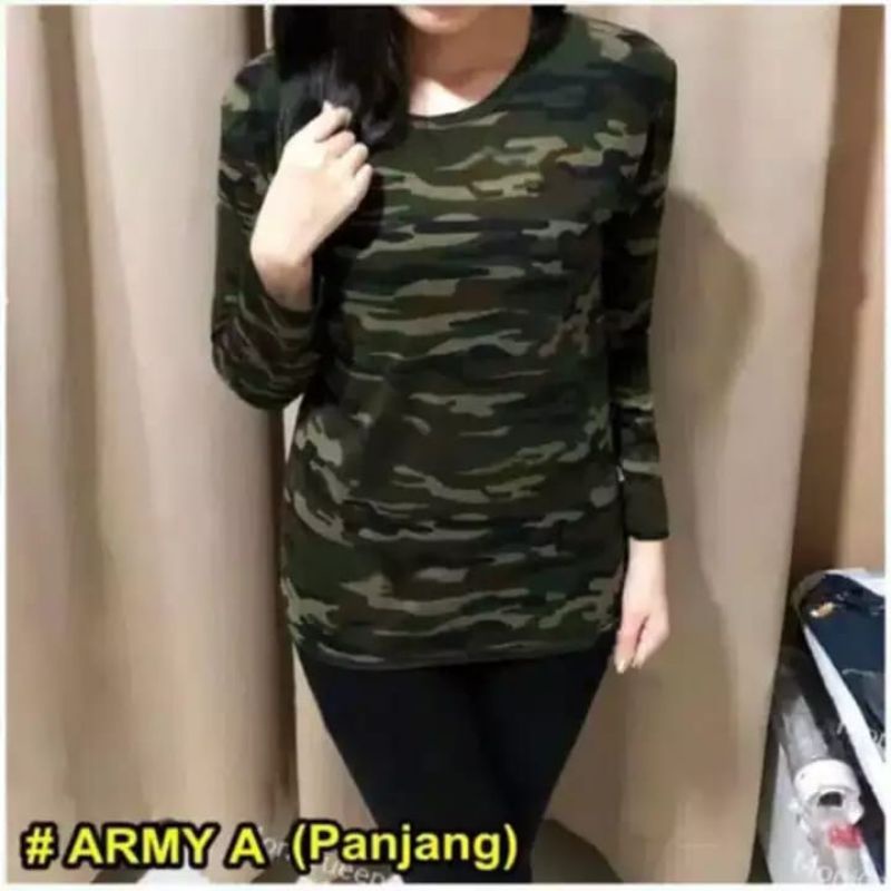 Kaos Wanita Army / Atasan Motif Army / Kaos T-Shirt Loreng