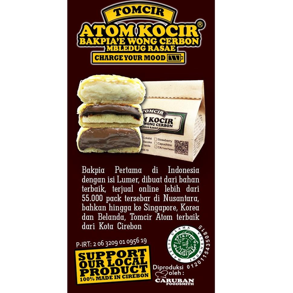 

[KODE PRODUK FJMQT54100] Tomcir Atom Kocir Cokelat Bakpia Cirebon 1 pack isi 5